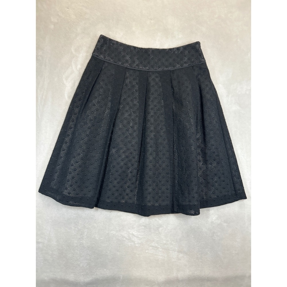 Talbots Skirt Womens 4P‎ Petite Black Dots Lined A-Line Sheer